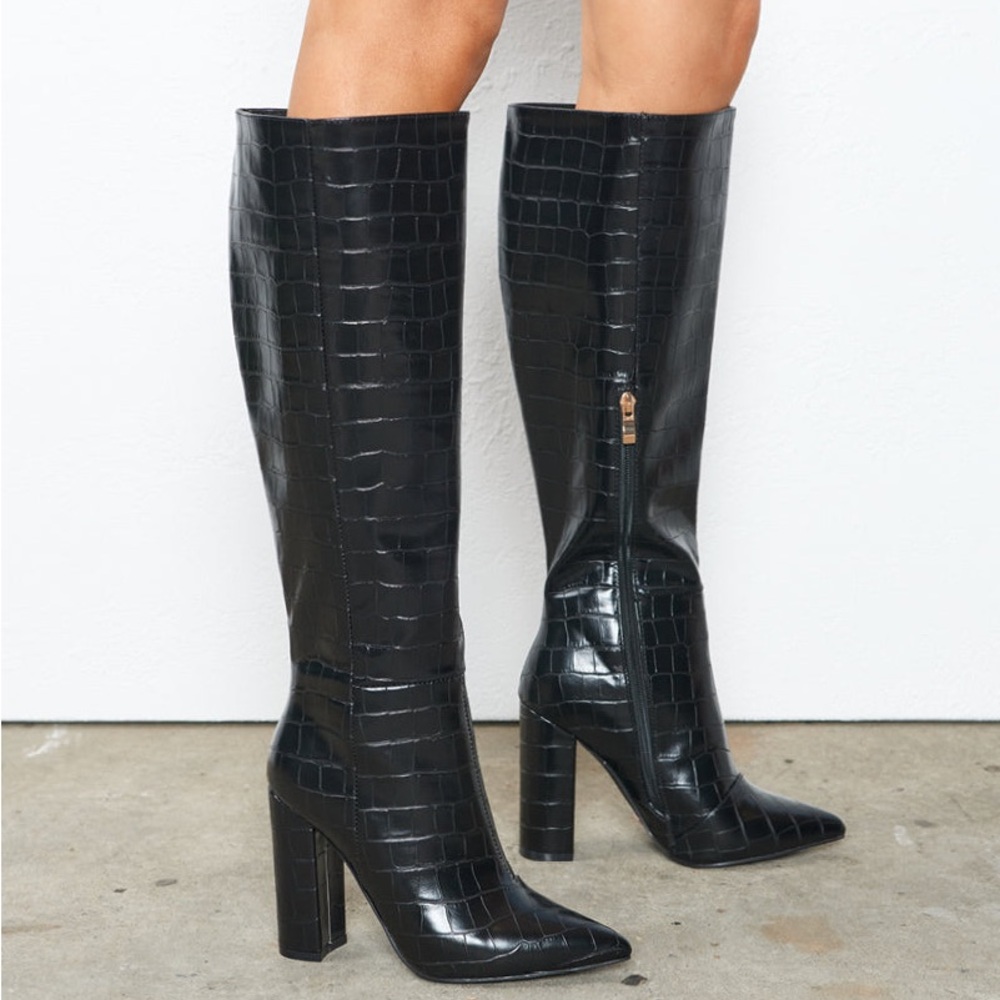 Billini Milla Croc Embossed Knee-High Boots Like New Size 10 - Picture 2 of 10